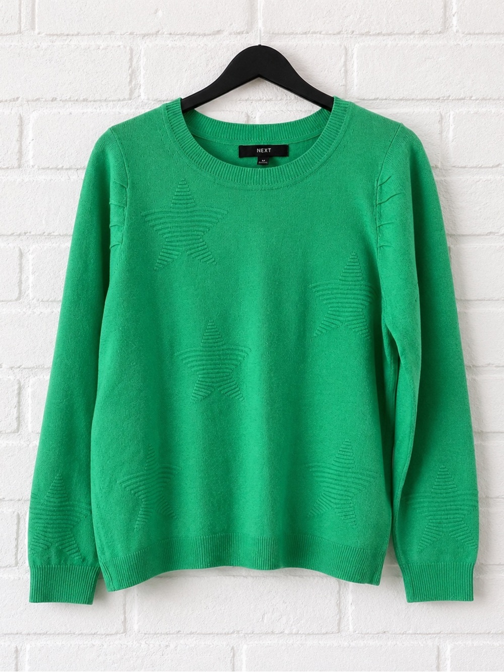 NEXT Green Star Knit Sweater Size Medium Crew Neck Lightweight Pullover from UK